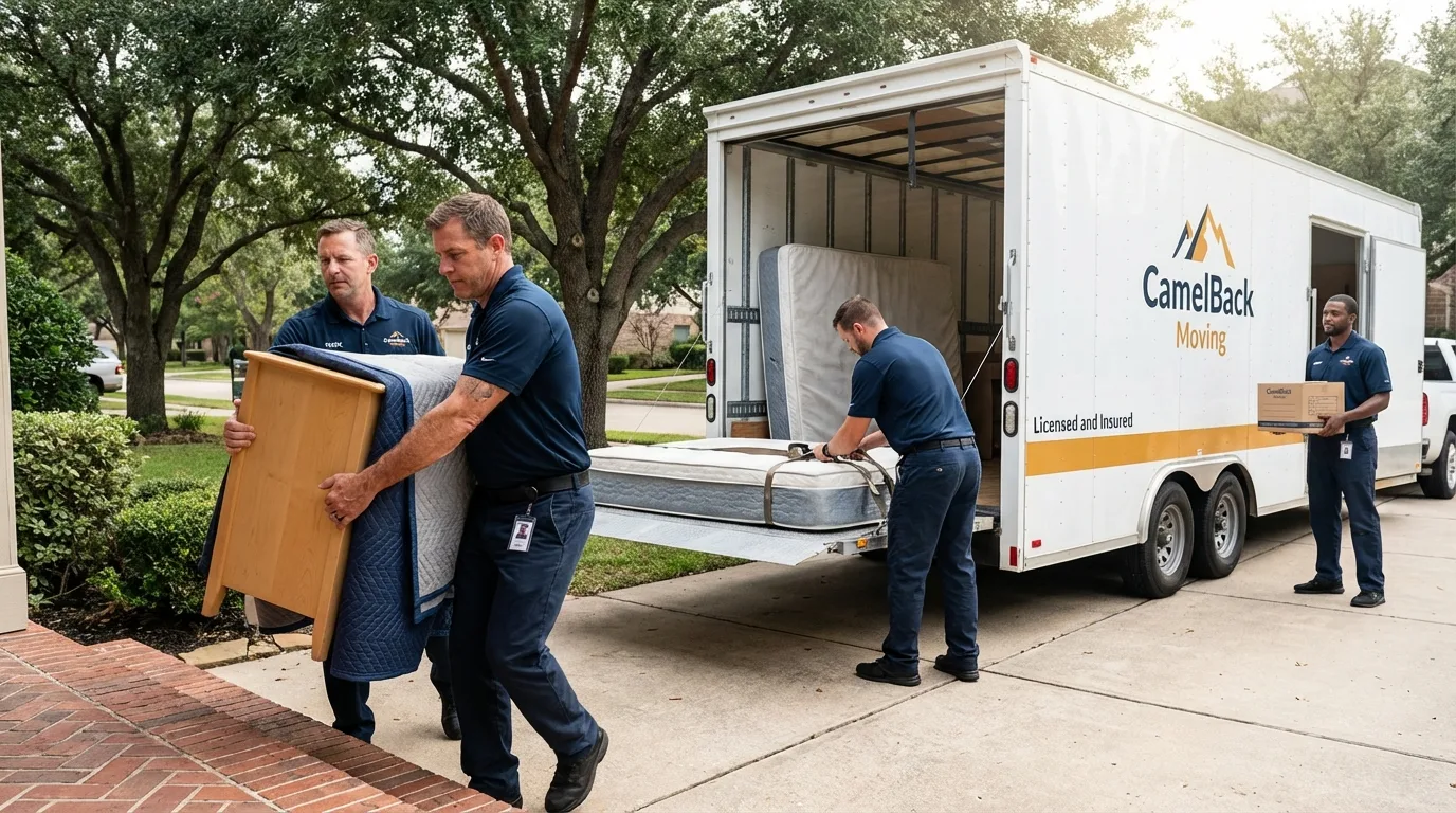 Crew loading residential truck for cross-state move from West Liberty, OH