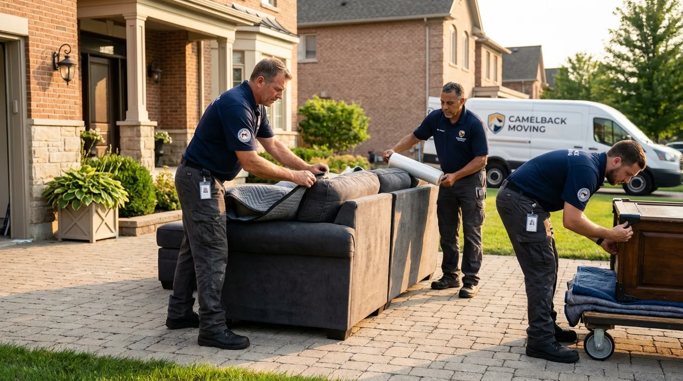 Large estate moving crew wrapping furniture in West Liberty, OH