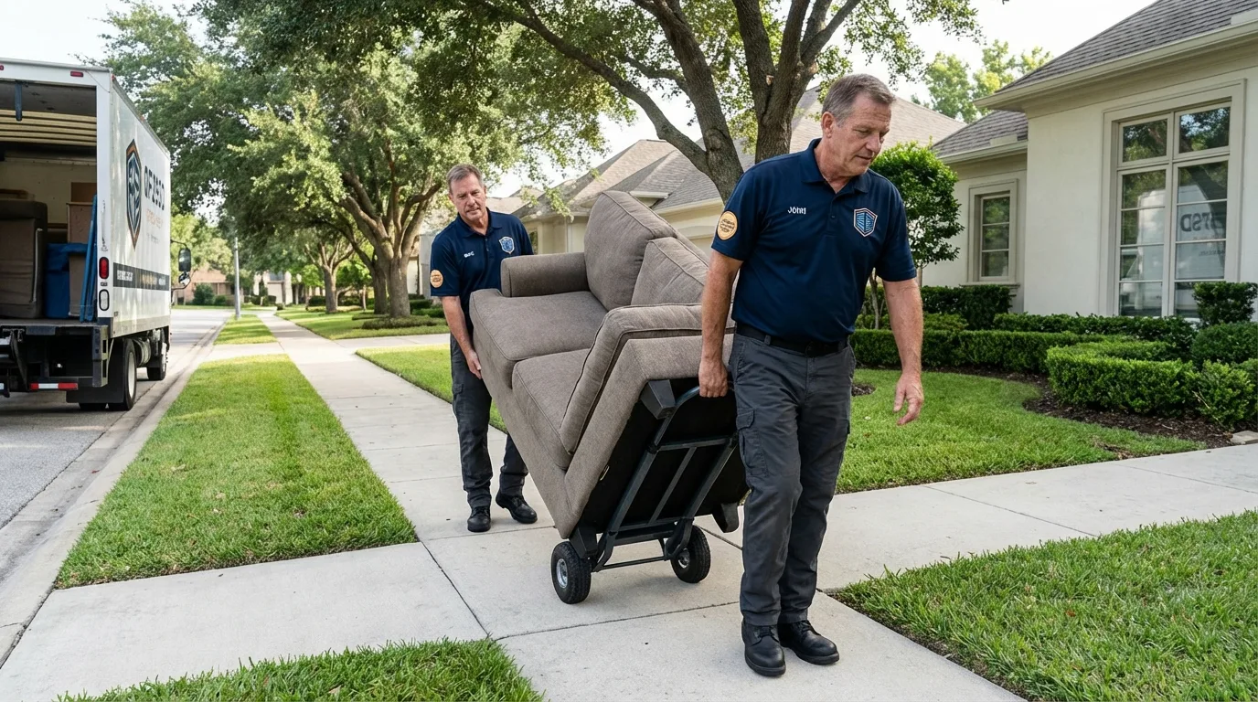 Local residential moving crew loading furniture in West Liberty, OH