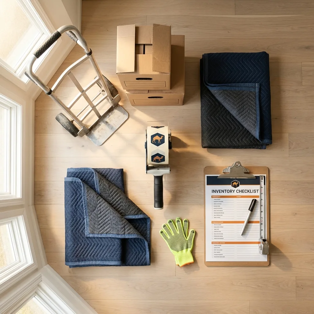Professional moving supplies and packing materials layout for West Liberty residential relocations